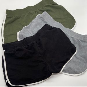 Set of 3 Women’s Cotton Shorts - Black Grey & Navy Green